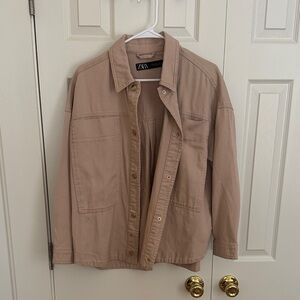 Zara Women's Light Pink/Tan Utility Jacket